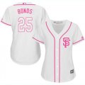 Wholesale Cheap Giants #25 Barry Bonds White/Pink Fashion Women's Stitched MLB Jersey