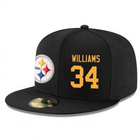 Wholesale Cheap Pittsburgh Steelers #34 DeAngelo Williams Snapback Cap NFL Player Black with Gold Number Stitched Hat