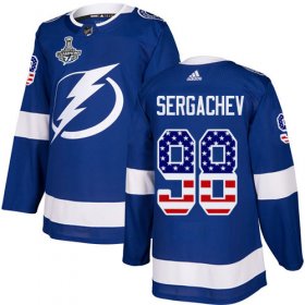 Cheap Adidas Lightning #98 Mikhail Sergachev Blue Home Authentic USA Flag Youth 2020 Stanley Cup Champions Stitched NHL Jersey