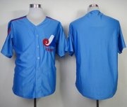 Wholesale Cheap Mitchell And Ness Expos Blank Blue Throwback Stitched MLB Jersey