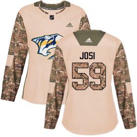Wholesale Cheap Adidas Predators #59 Roman Josi Camo Authentic 2017 Veterans Day Women\'s Stitched NHL Jersey