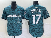 Wholesale Cheap Men's Los Angeles Angels #17 Shohei Ohtani Teal 2023 All Star Cool Base Stitched Jersey