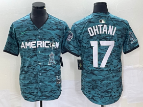 Wholesale Cheap Men\'s Los Angeles Angels #17 Shohei Ohtani Teal 2023 All Star Cool Base Stitched Jersey
