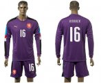 Wholesale Cheap Czech #16 Koubek Purple Goalkeeper Long Sleeves Soccer Country Jersey