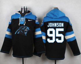 Wholesale Cheap Nike Panthers #95 Charles Johnson Black Player Pullover NFL Hoodie