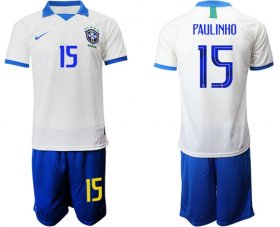 Wholesale Cheap Brazil #15 Paulinho White Soccer Country Jersey