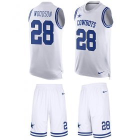 Wholesale Cheap Nike Cowboys #28 Darren Woodson White Men\'s Stitched NFL Limited Tank Top Suit Jersey