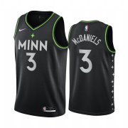 Wholesale Cheap Nike Timberwolves #3 Jaden McDaniels Black NBA Swingman 2020-21 City Edition Jersey