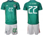 Wholesale Men's Mexico #22 H.lozano Green Home Soccer Jersey Suit