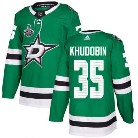 Cheap Adidas Stars #35 Anton Khudobin Green Home Authentic Youth 2020 Stanley Cup Final Stitched NHL Jersey