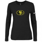 Wholesale Cheap Women's Nike San Francisco 49ers Of The City Long Sleeve Tri-Blend NFL T-Shirt Black-2