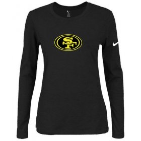 Wholesale Cheap Women\'s Nike San Francisco 49ers Of The City Long Sleeve Tri-Blend NFL T-Shirt Black-2