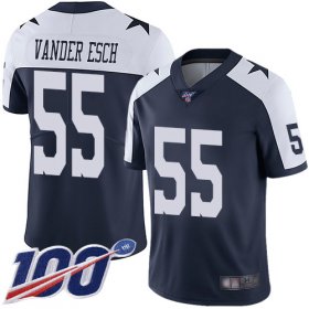 Wholesale Cheap Nike Cowboys #55 Leighton Vander Esch Navy Blue Thanksgiving Youth Stitched NFL 100th Season Vapor Throwback Limited Jersey