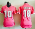 Wholesale Cheap Nike Bengals #18 A.J. Green Pink Women's Stitched NFL Elite Bubble Gum Jersey