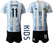 Wholesale Cheap Youth 2020-2021 Season National team Argentina home white 11 Soccer Jersey
