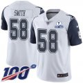 Wholesale Cheap Nike Cowboys #58 Aldon Smith White Men's Stitched With Established In 1960 Patch NFL Limited Rush 100th Season Jersey