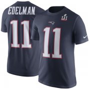 Wholesale Cheap Men's New England Patriots #11 Julian Edelman Nike Navy Super Bowl LI Bound Patch Player Pride Name & Number T-Shirt