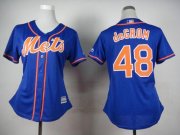 Wholesale Cheap Mets #48 Jacob deGrom Blue Alternate Women's Stitched MLB Jersey