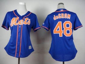 Wholesale Cheap Mets #48 Jacob deGrom Blue Alternate Women\'s Stitched MLB Jersey