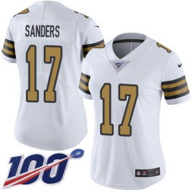 Wholesale Cheap Nike Saints #17 Emmanuel Sanders White Women\'s Stitched NFL Limited Rush 100th Season Jersey