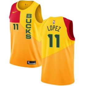 Wholesale Cheap Nike Bucks #11 Brook Lopez Yellow NBA Swingman City Edition Jersey