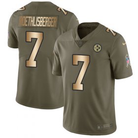 Wholesale Cheap Nike Steelers #7 Ben Roethlisberger Olive/Gold Youth Stitched NFL Limited 2017 Salute to Service Jersey