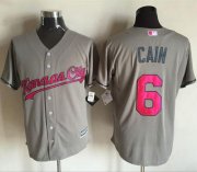 Wholesale Cheap Royals #6 Lorenzo Cain Grey New Cool Base Mother's Day Stitched MLB Jersey