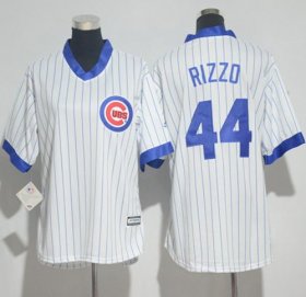 Wholesale Cheap Cubs #44 Anthony Rizzo White(Blue Strip) Cooperstown Women\'s Stitched MLB Jersey