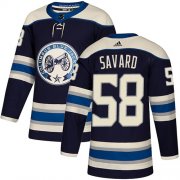 Wholesale Cheap Adidas Blue Jackets #58 David Savard Navy Blue Alternate Authentic Stitched NHL Jersey