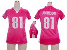 Wholesale Cheap Nike Lions #81 Calvin Johnson Pink Draft Him Name & Number Top Women\'s Stitched NFL Elite Jersey
