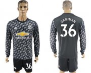 Wholesale Cheap Manchester United #36 Darmian Black Long Sleeves Soccer Club Jersey