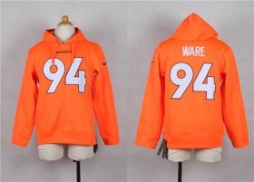 Wholesale Cheap Nike Broncos #94 DeMarcus Ware Orange Youth Player NFL Hoodie