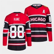Wholesale Cheap Men's Chicago Blackhawks #88 Patrick Kane Red Black 2022 Reverse Retro Stitched Jersey