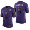 Wholesale Cheap Nike Baltimore Ravens #8 Lamar Jackson Purple Gold Vapor Untouchable Limited Jersey