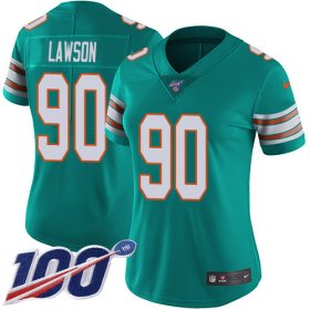 Wholesale Cheap Nike Dolphins #90 Shaq Lawson Aqua Green Alternate Women\'s Stitched NFL 100th Season Vapor Untouchable Limited Jersey
