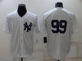 Wholesale Cheap Men\'s New York Yankees #99 Aaron Judge No Name White Throwback Stitched MLB Cool Base Nike Jersey