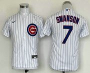 Cheap Youth Chicago Cubs #7 Dansby Swanson White Stitched MLB Cool Base Nike Jersey