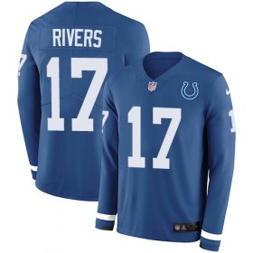 Wholesale Cheap Nike Colts #17 Philip Rivers Royal Blue Team Color Men\'s Stitched NFL Limited Therma Long Sleeve Jersey