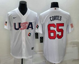 Cheap Men\'s USA Baseball #65 Nestor Cortes 2023 White World Classic Stitched Jerseys