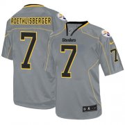 Wholesale Cheap Nike Steelers #7 Ben Roethlisberger Lights Out Grey Men's Stitched NFL Elite Jersey