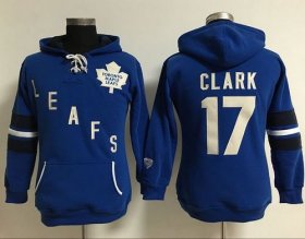 Wholesale Cheap Toronto Maple Leafs #17 Wendel Clark Blue Women\'s Old Time Heidi NHL Hoodie
