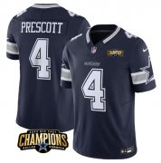 Cheap Men's Dallas Cowboys #4 Dak Prescott Navy 2023 F.U.S.E. NFC East Champions Patch Football Stitched Jersey