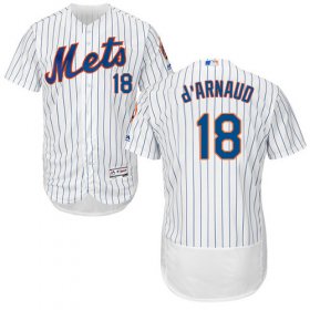 Wholesale Cheap Mets #18 Travis d\'Arnaud White(Blue Strip) Flexbase Authentic Collection Stitched MLB Jersey