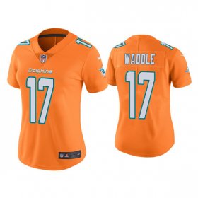 Wholesale Cheap Women\'s Miami Dolphins #17 Jaylen Waddle Orange Vapor Untouchable Stitched Jersey(Run Small)