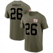 Wholesale Cheap Men's New York Giants #26 Saquon Barkley 2022 Olive Salute to Service T-Shirt