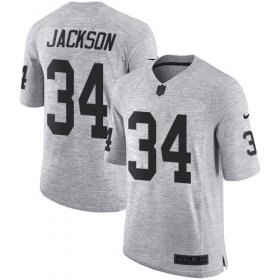 Wholesale Cheap Nike Raiders #34 Bo Jackson Gray Men\'s Stitched NFL Limited Gridiron Gray II Jersey