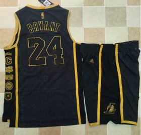 Wholesale Cheap Lakers #24 Kobe Bryant Black Serpentine Retirement Memorial A Set Stitched NBA Jersey