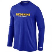 Wholesale Cheap Nike Washington Redskins Authentic Font Long Sleeve T-Shirt Blue