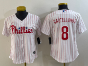 Cheap Women's Philadelphia Phillies #8 Nick Castellanos White Cool Base Jersey
