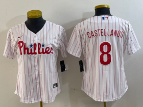 Cheap Women\'s Philadelphia Phillies #8 Nick Castellanos White Cool Base Jersey